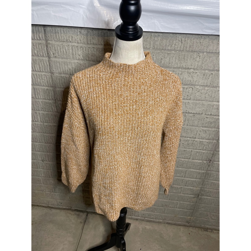 Cupcakes and Cashmere Women's Mock Neck Sweater‎ Tan Knit Cozy Casual Medium